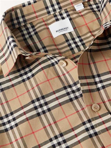 burberry shirt check stretch cotton shirt|check cotton poplin shirt.